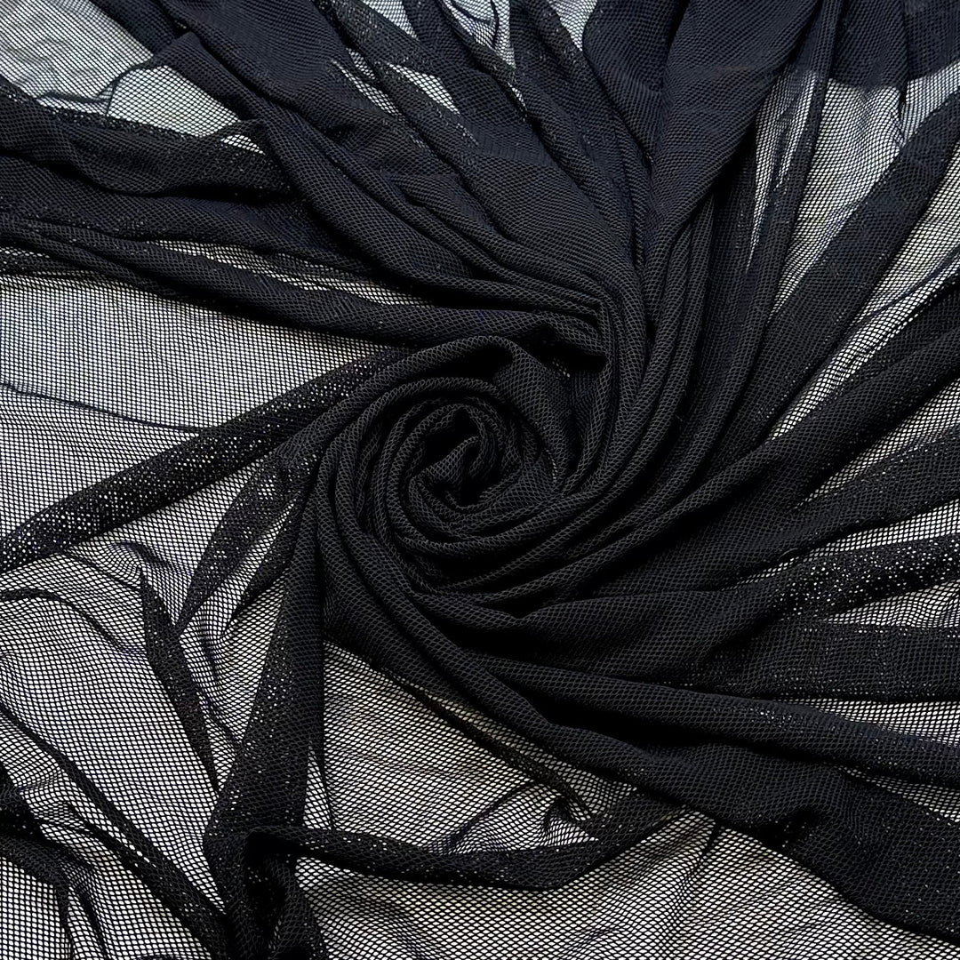 We Mesh So Well - Mesh Poly/Spandex Knit - Black - 2.4M Bundle - True Deadstock fabric Fabric by private - Sustainable Textile | FABCYCLE