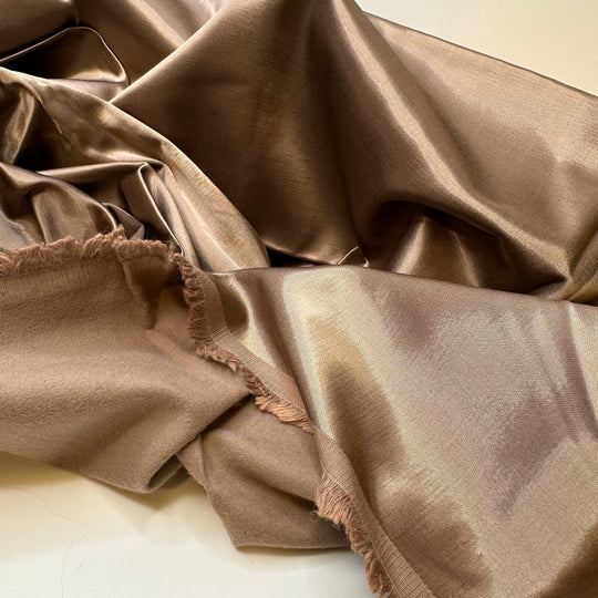 Wear The Fancy Dress - Vintage Satin Cotton Woven - Light Brown - 1.45M Bundle - True Deadstock fabric Fabric by private - Sustainable Textile | FABCYCLE