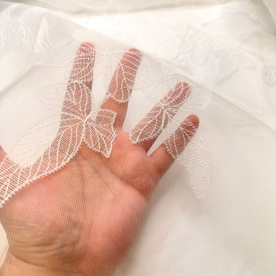 Wedding In June - Lace Polyester Blend Woven - White Floral - Bundles - True Deadstock fabric Fabric by private - Sustainable Textile | FABCYCLE
