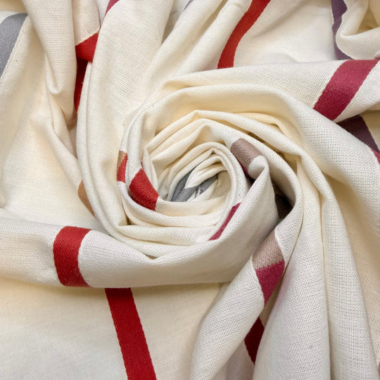 Welcome To 2027 - Cotton Blend Woven - White Multi Stripes - 1.3M Bundle - True Deadstock fabric Fabric by private - Sustainable Textile | FABCYCLE