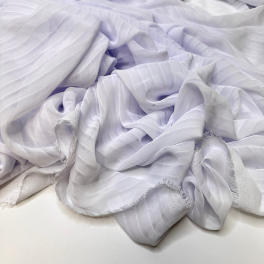 What Will I Make Next - Chiffon Poly Woven - Off White Stripes - 2.8M Bundle - True Deadstock fabric Fabric by private - Sustainable Textile | FABCYCLE