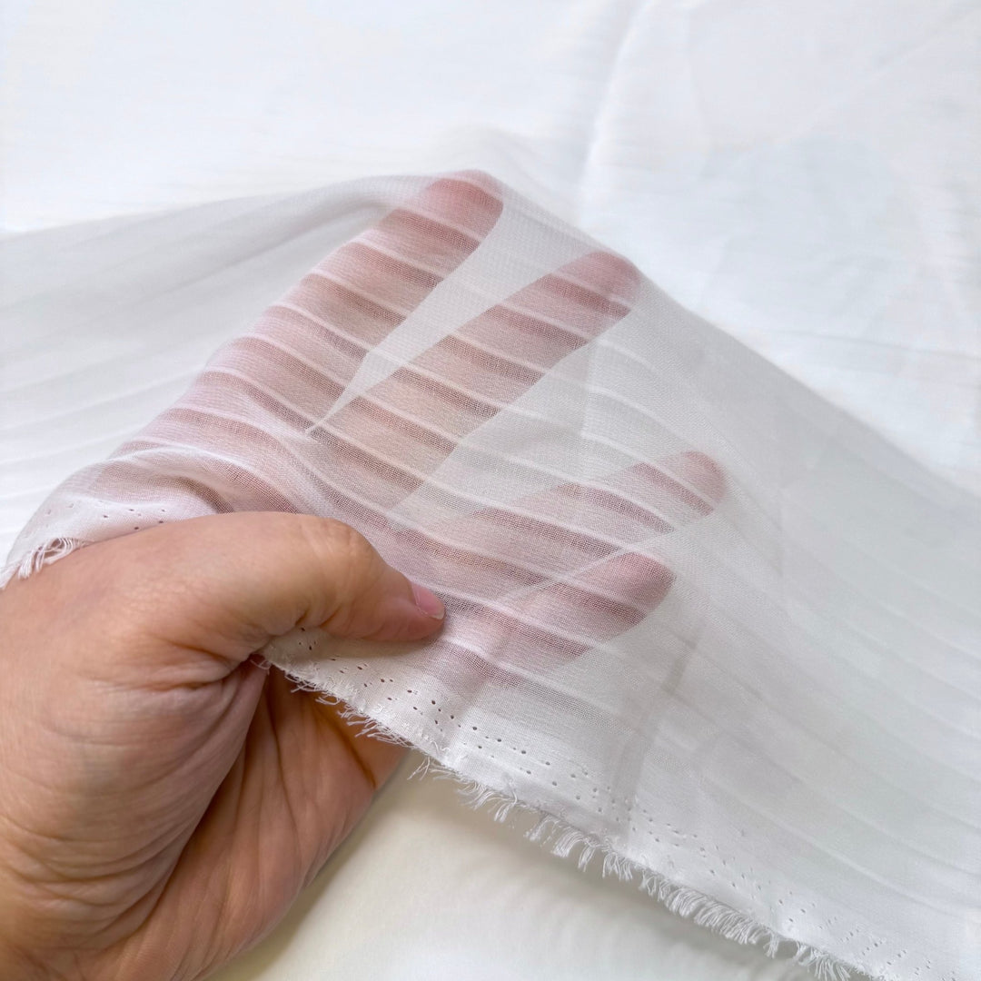 What Will I Make Next - Chiffon Poly Woven - Off White Stripes - 2.8M Bundle - True Deadstock fabric Fabric by private - Sustainable Textile | FABCYCLE