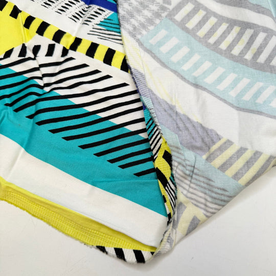 When Life Gives You Scraps Make Quilts - Matte Sateen Cotton/Spandex Woven - Blue/Yellow Abstract - Bundles - True Deadstock fabric Fabric by private - Sustainable Textile | FABCYCLE