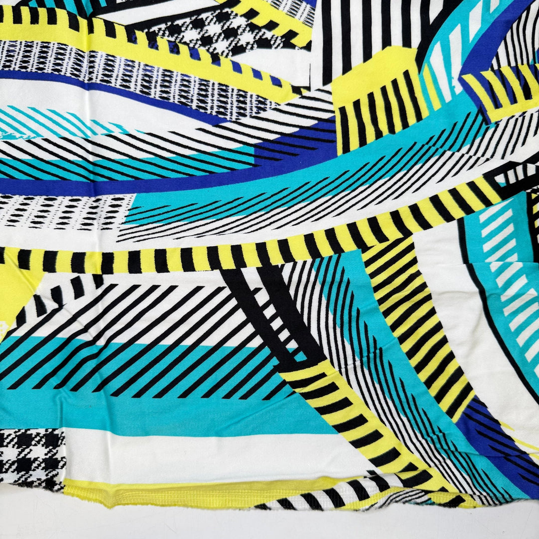 When Life Gives You Scraps Make Quilts - Matte Sateen Cotton/Spandex Woven - Blue/Yellow Abstract - Bundles - True Deadstock fabric Fabric by private - Sustainable Textile | FABCYCLE