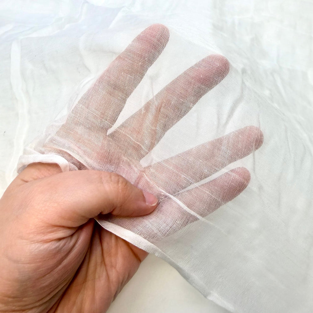 Whisper - Gauze Cotton Woven - White - 2M Bundle - True Deadstock fabric Fabric by private - Sustainable Textile | FABCYCLE