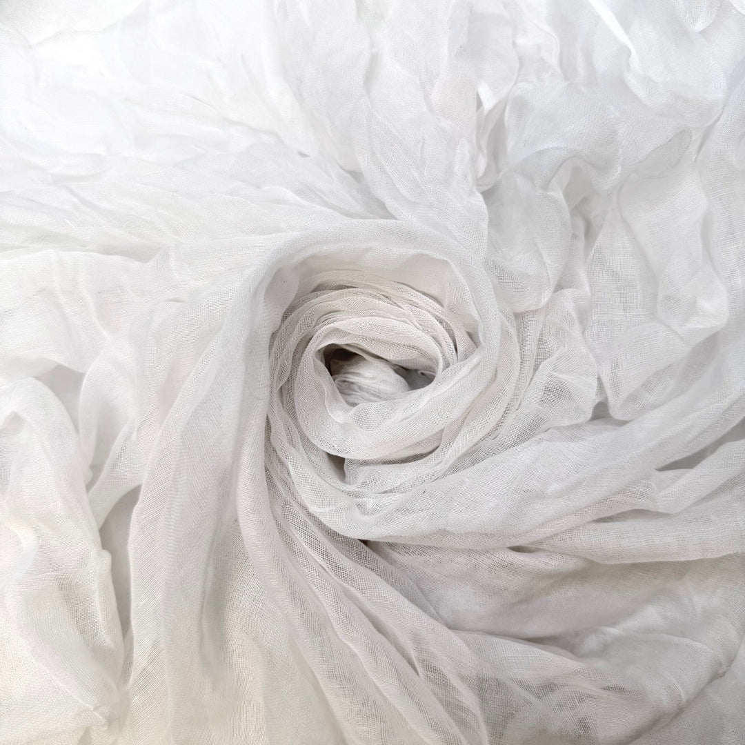 Whisper - Gauze Cotton Woven - White - 2M Bundle - True Deadstock fabric Fabric by private - Sustainable Textile | FABCYCLE