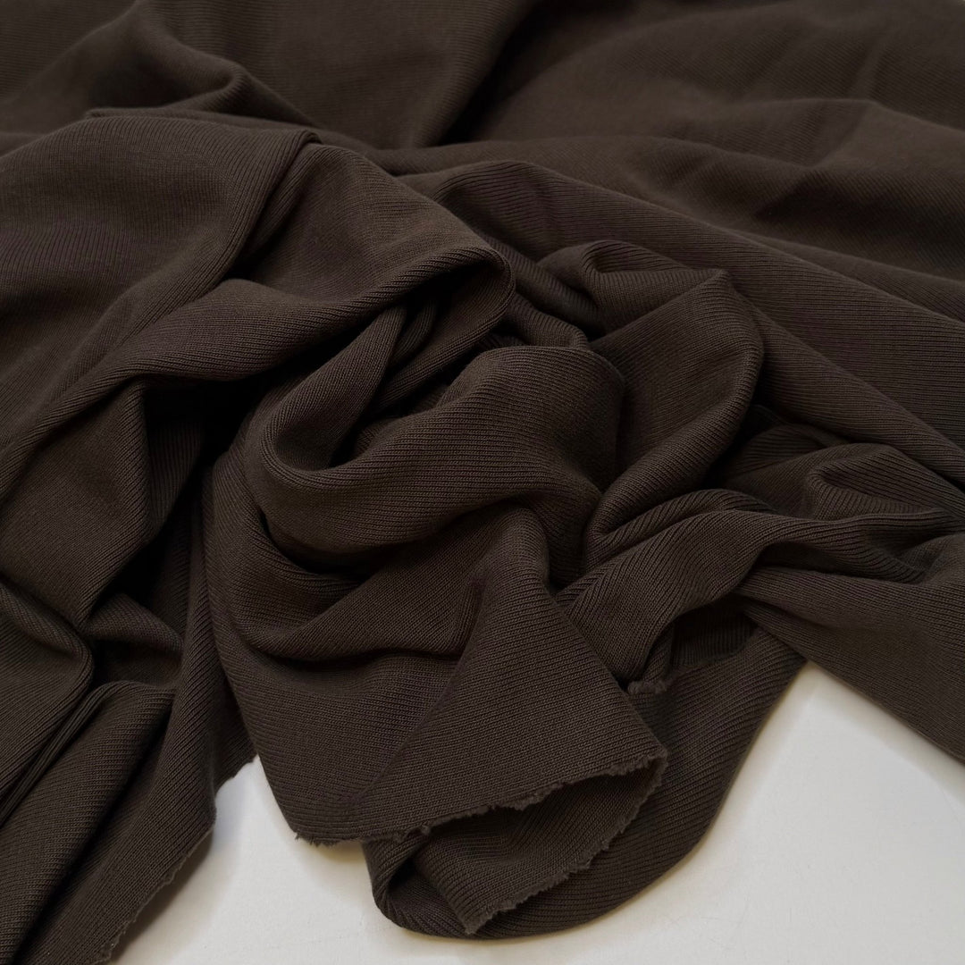 Whistlewood Garden - Twill Matching Rib Cotton Knit - Dark Brown - 1.15M Bundle - True Deadstock fabric Fabric by private - Sustainable Textile | FABCYCLE