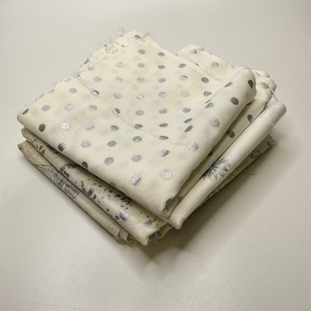 White Christmas Quilt Pack - Cotton Blend Woven - White/Silver Multi Xmas Prints - 4 piece pack - True Deadstock fabric Fabric by private - Sustainable Textile | FABCYCLE
