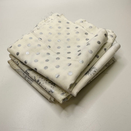 White Christmas Quilt Pack - Cotton Blend Woven - White/Silver Multi Xmas Prints - 4 piece pack - True Deadstock fabric Fabric by private - Sustainable Textile | FABCYCLE