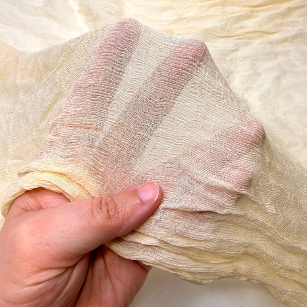 White Gold - Crinkle Chiffon Silk Woven - Dark Cream - 1.75M Bundle - True Deadstock fabric Fabric by private - Sustainable Textile | FABCYCLE