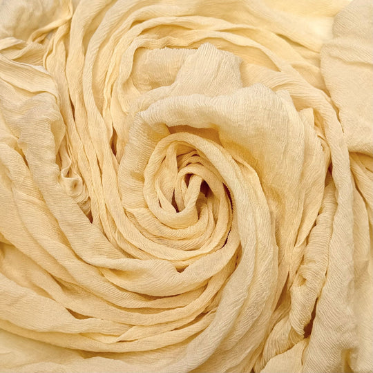 White Gold - Crinkle Chiffon Silk Woven - Dark Cream - 1.75M Bundle - True Deadstock fabric Fabric by private - Sustainable Textile | FABCYCLE