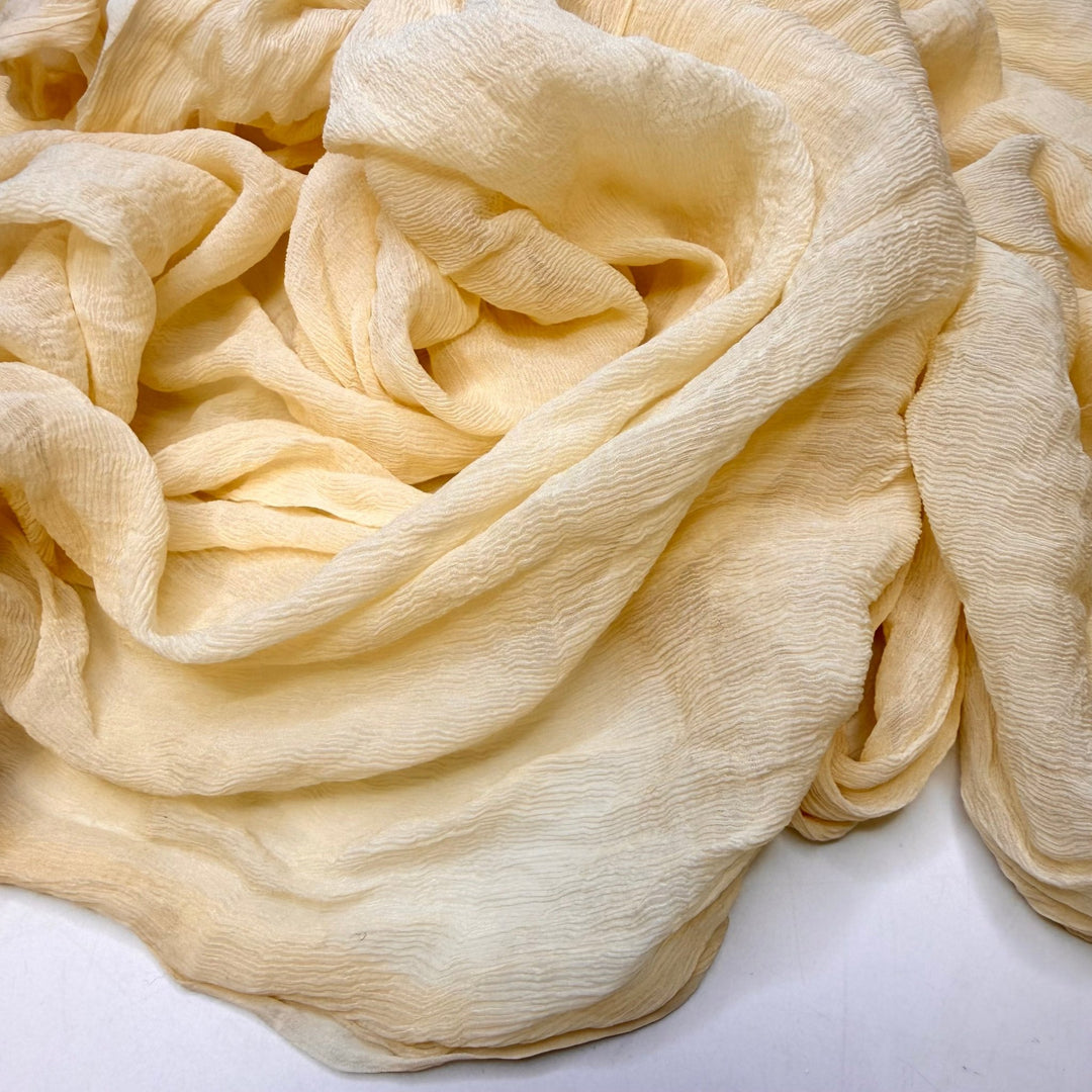 White Gold - Crinkle Chiffon Silk Woven - Dark Cream - 1.75M Bundle - True Deadstock fabric Fabric by private - Sustainable Textile | FABCYCLE