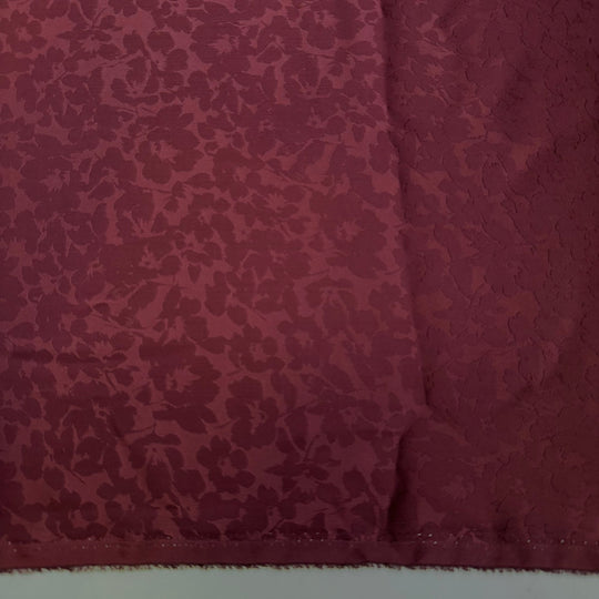 Whole Berry Cranberry Sauce - Polyester Blend Satin Jacquard - Burgundy Floral - 2M Bundle - True Deadstock fabric Fabric by private - Sustainable Textile | FABCYCLE