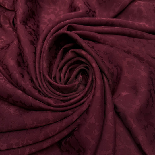 Whole Berry Cranberry Sauce - Polyester Blend Satin Jacquard - Burgundy Floral - 2M Bundle - True Deadstock fabric Fabric by private - Sustainable Textile | FABCYCLE