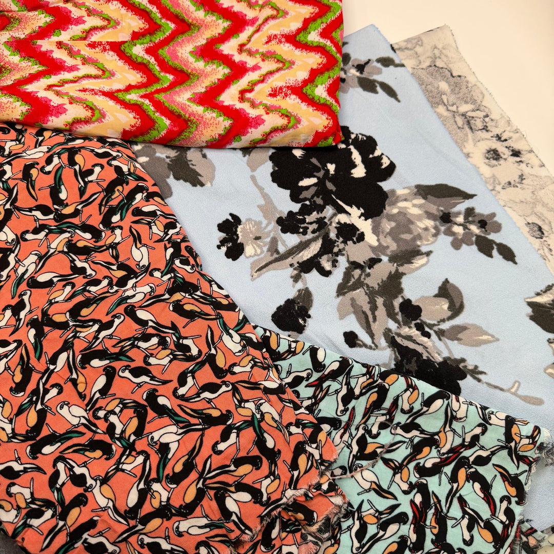 Wild Birds - Small Bundles - Fun 4 Pack - True Deadstock Fabric Fabric by FABCYCLE shop - Sustainable Textile | FABCYCLE