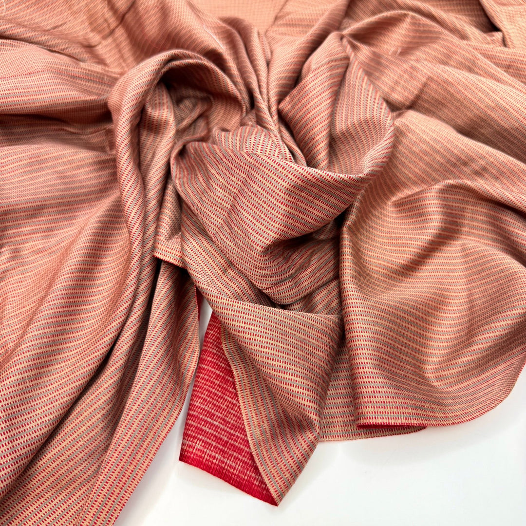 Wildflower Blooms - Brushed Cotton Woven - Beige/Red Stripes - 2M Bundle - True Deadstock fabric Fabric by private - Sustainable Textile | FABCYCLE