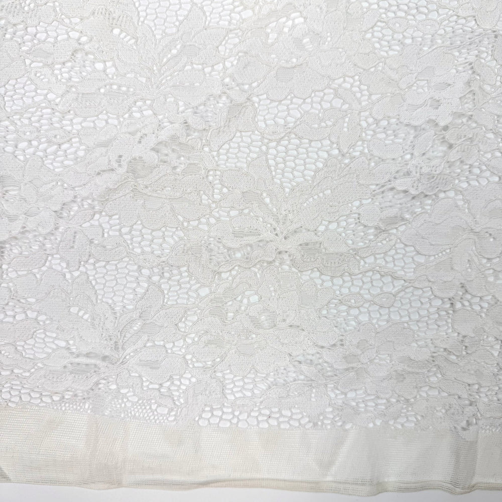 Will They Or Won't They - Lace Nylon Blend Knit - White Floral - 1.55M Bundle - True Deadstock fabric Fabric by private - Sustainable Textile | FABCYCLE