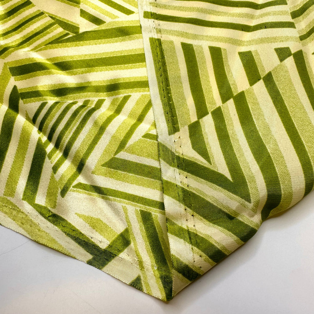 Wind Flowing Through The Grass - Satin Polyester Blend Woven - Light Green Geometric - 1.65M Bundle - True Deadstock fabric Fabric by private - Sustainable Textile | FABCYCLE