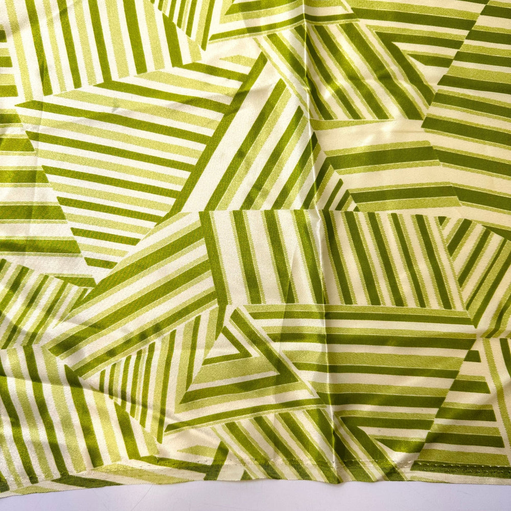 Wind Flowing Through The Grass - Satin Polyester Blend Woven - Light Green Geometric - 1.65M Bundle - True Deadstock fabric Fabric by private - Sustainable Textile | FABCYCLE