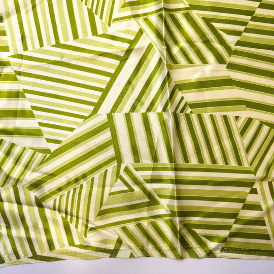 Wind Flowing Through The Grass - Satin Polyester Blend Woven - Light Green Geometric - 1.65M Bundle - True Deadstock fabric Fabric by private - Sustainable Textile | FABCYCLE