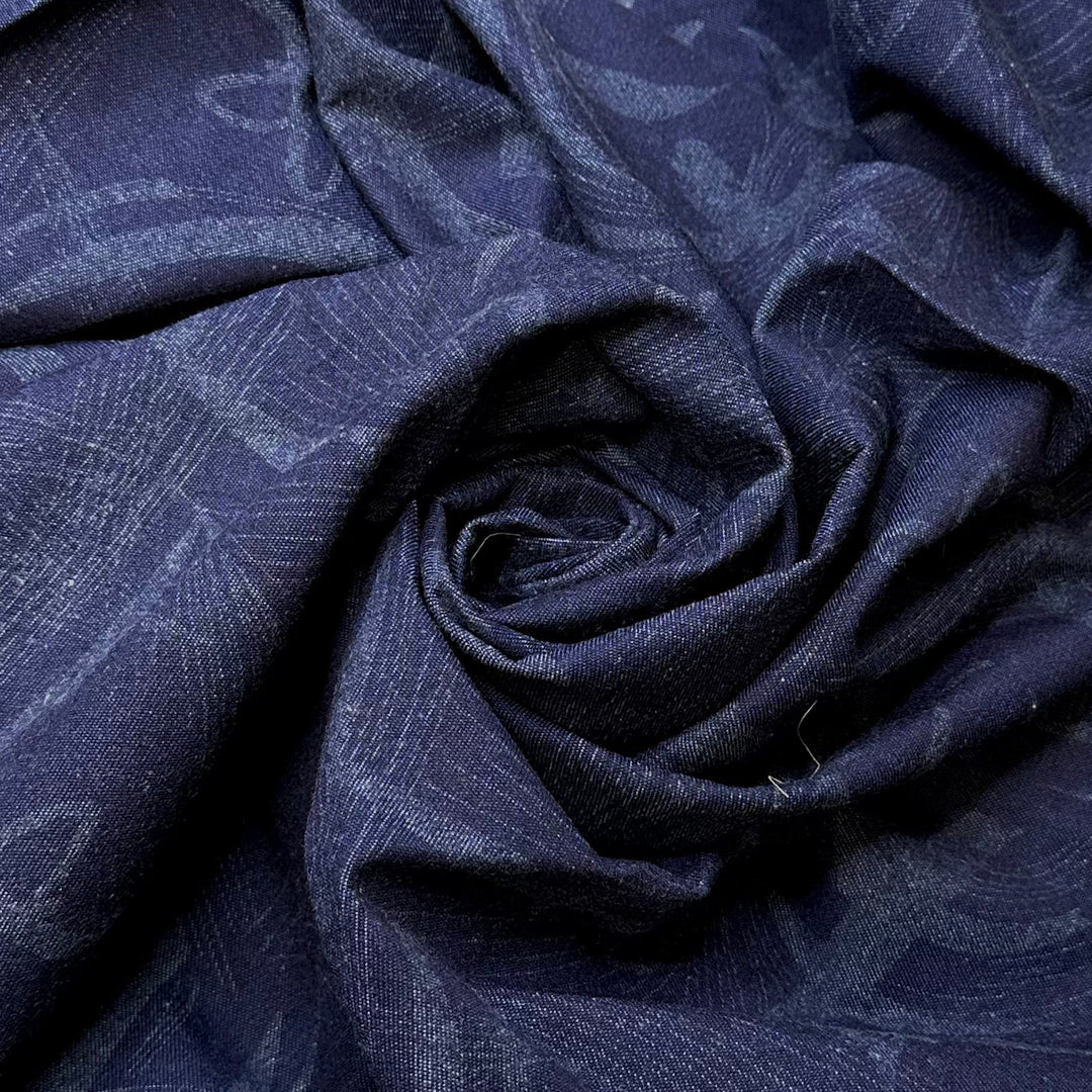 Windy Winter Nights - Cotton Woven - Navy Abstract - 1M Bundle - True Deadstock fabric Fabric by private - Sustainable Textile | FABCYCLE