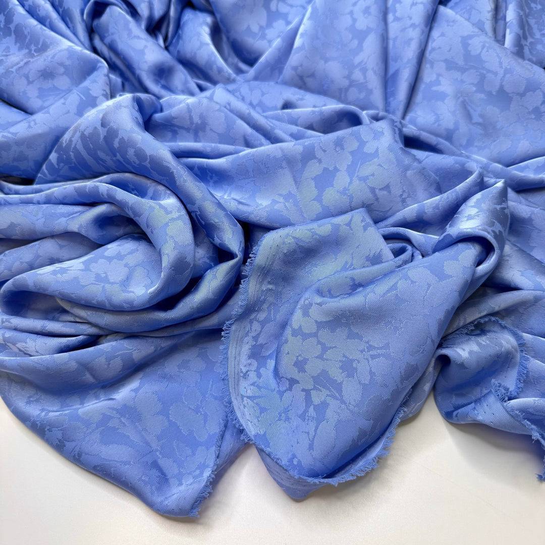 Winter Ahead - Polyester Blend Satin Jacquard - Light Blue Floral - 3M Bundle - True Deadstock fabric Fabric by private - Sustainable Textile | FABCYCLE
