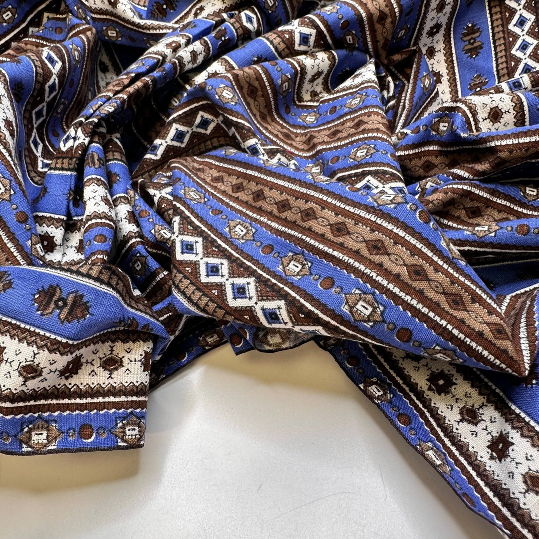 Winter Wonderland - Cotton Woven - Brown/Blue Geometric - 1.4M Bundle - True Deadstock fabric Fabric by private - Sustainable Textile | FABCYCLE