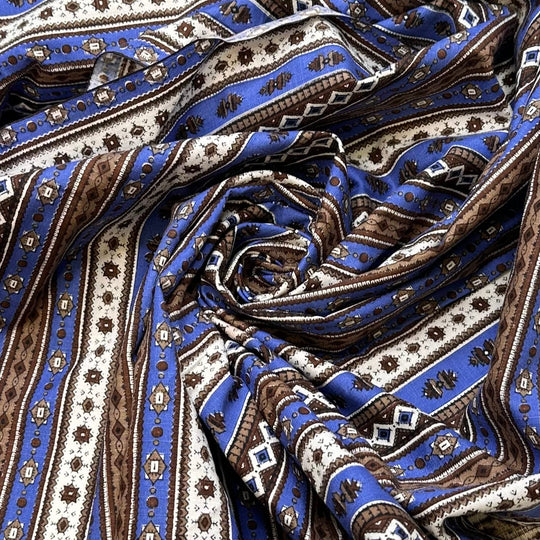 Winter Wonderland - Cotton Woven - Brown/Blue Geometric - 1.4M Bundle - True Deadstock fabric Fabric by private - Sustainable Textile | FABCYCLE