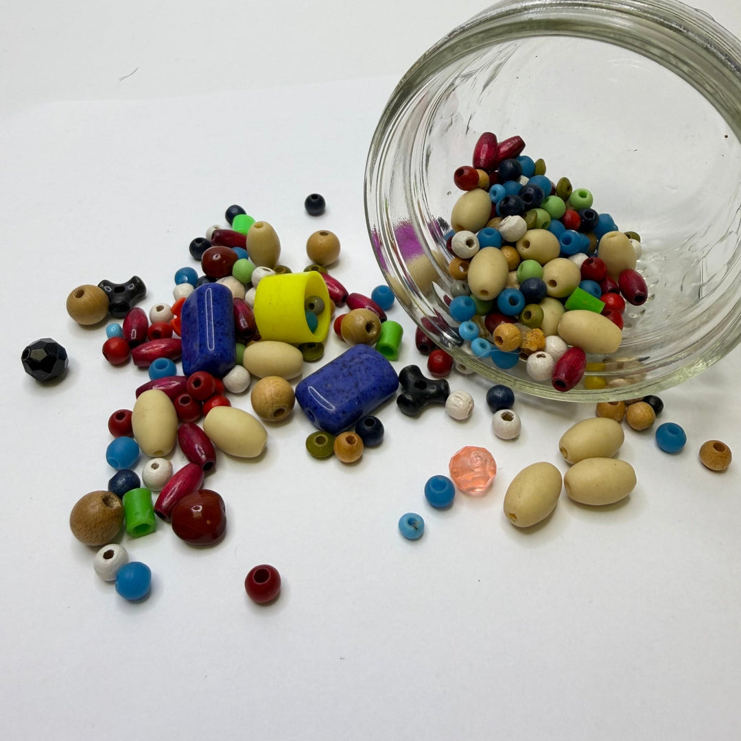 Wood Beads In Mason Jar Beads - Multi - 50 Pack - True Deadstock supplies Fabric by private - Sustainable Textile | FABCYCLE