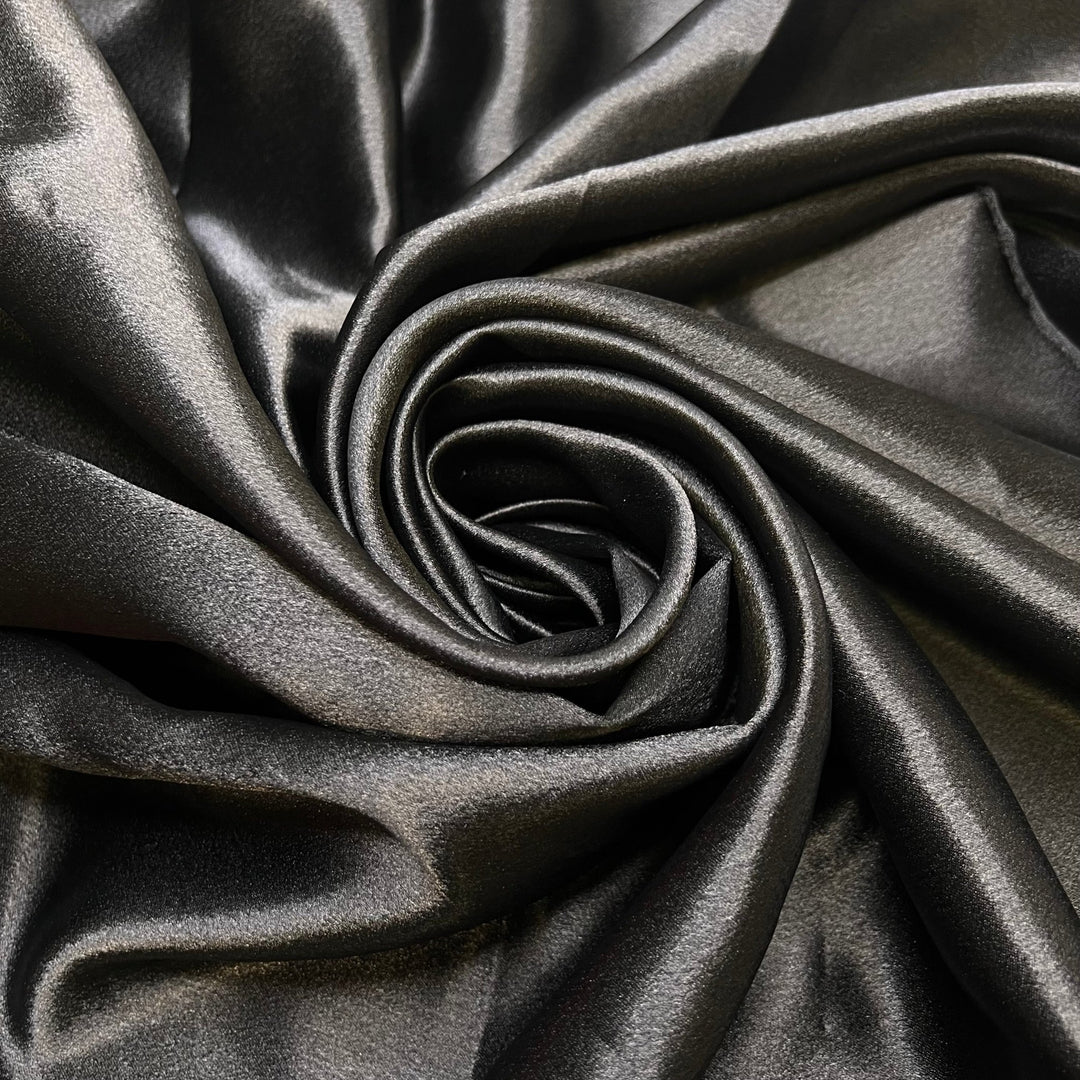 Work Event - Satin Poly Woven - Black - 2M Bundle - True Deadstock fabric Fabric by private - Sustainable Textile | FABCYCLE