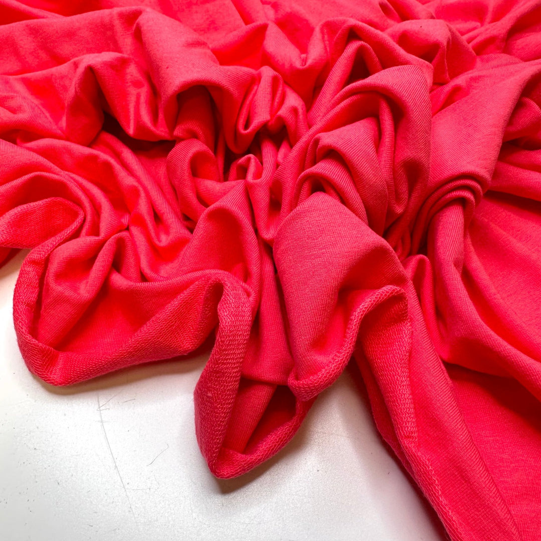 Wow So Bright - French Terry Cotton/Bamboo Knit - Pink - 1.6M Bundle - True Deadstock fabric Fabric by private - Sustainable Textile | FABCYCLE