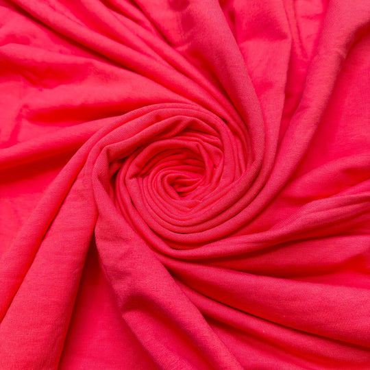 Wow So Bright - French Terry Cotton/Bamboo Knit - Pink - 1.6M Bundle - True Deadstock fabric Fabric by private - Sustainable Textile | FABCYCLE