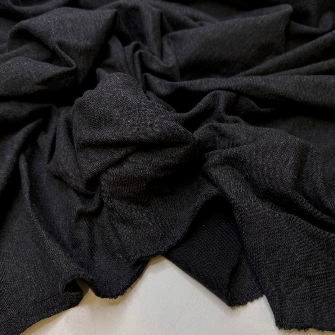 Wrong Needle Size - Double Cloth Knit Natural Blend - Dark Grey/Black - 1M Bundle - True Deadstock fabric Fabric by private - Sustainable Textile | FABCYCLE