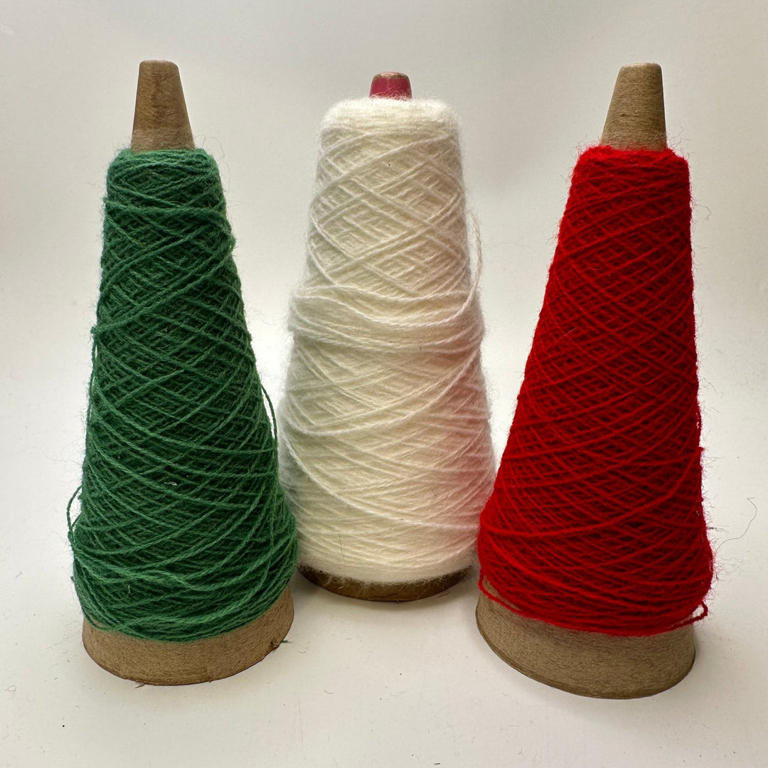 Xmas End Of Cone Pack Yarn - White Red Green - 3 Pack - True Deadstock supplies Fabric by private - Sustainable Textile | FABCYCLE