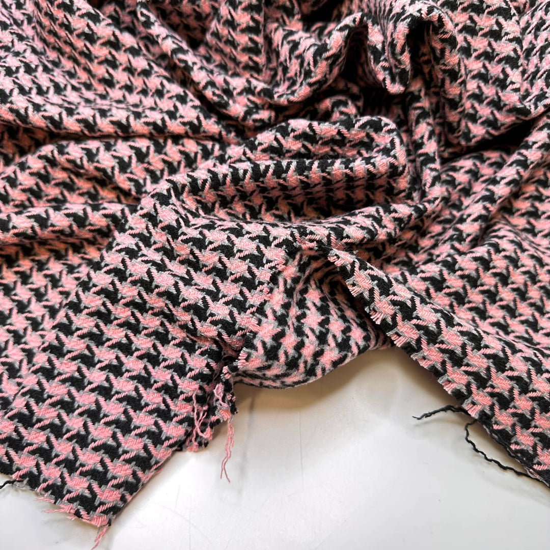 Y - Seams - Tweed Wool Blend Woven - Pink/Black Herringbone - 0.75M Bundle - True Deadstock fabric Fabric by private - Sustainable Textile | FABCYCLE