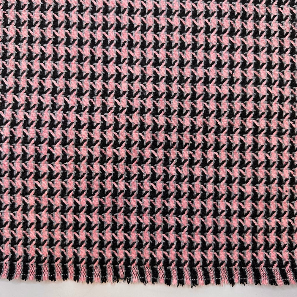 Y - Seams - Tweed Wool Blend Woven - Pink/Black Herringbone - 0.75M Bundle - True Deadstock fabric Fabric by private - Sustainable Textile | FABCYCLE