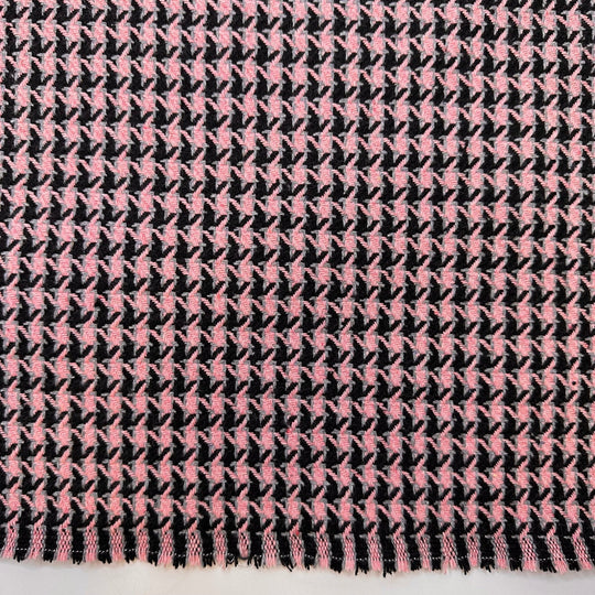 Y - Seams - Tweed Wool Blend Woven - Pink/Black Herringbone - 0.75M Bundle - True Deadstock fabric Fabric by private - Sustainable Textile | FABCYCLE