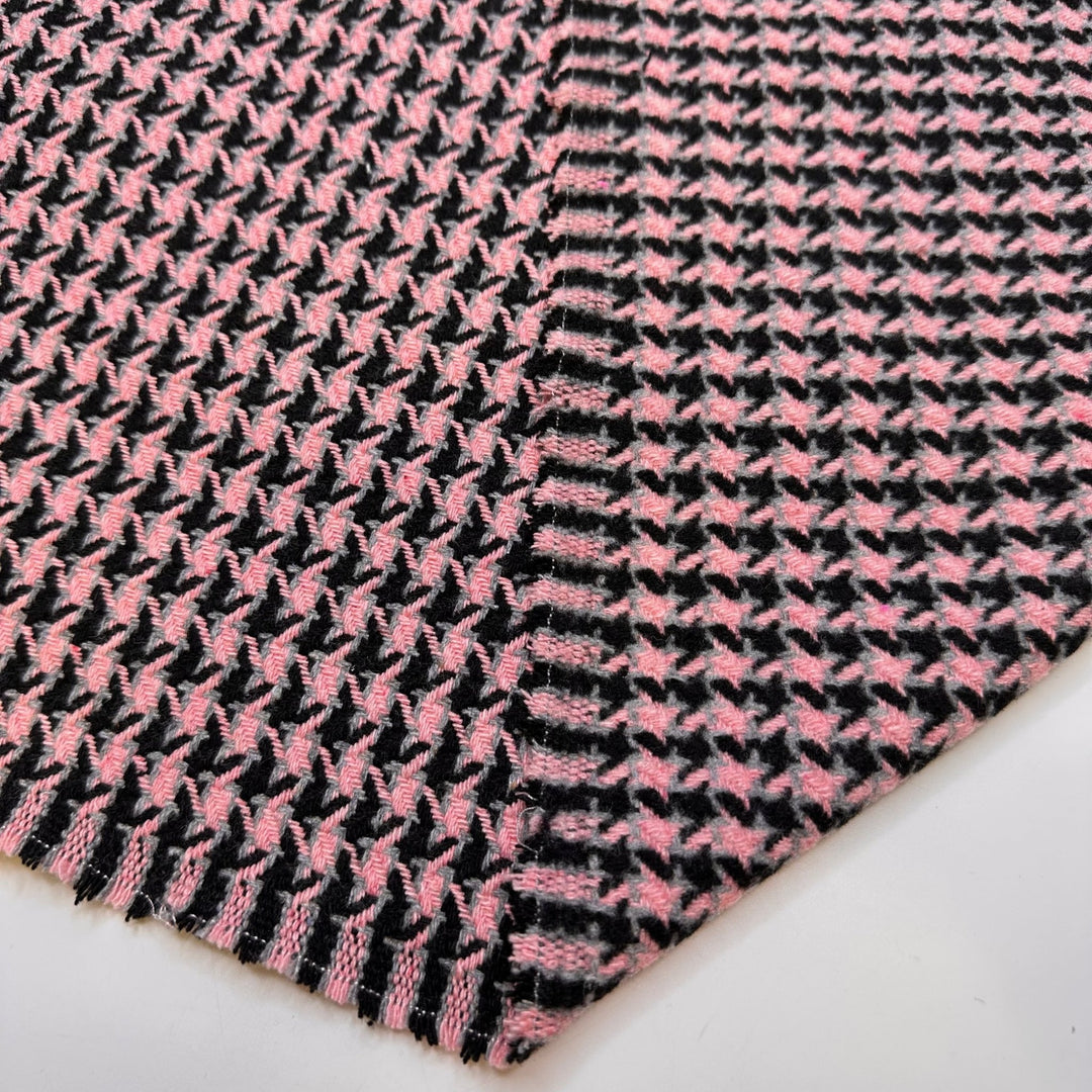 Y - Seams - Tweed Wool Blend Woven - Pink/Black Herringbone - 0.75M Bundle - True Deadstock fabric Fabric by private - Sustainable Textile | FABCYCLE