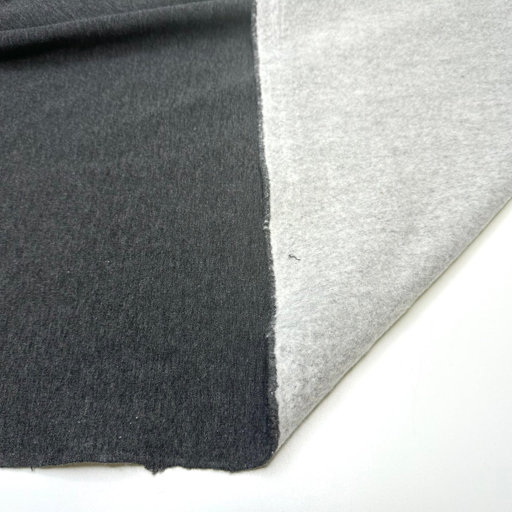 Yeti Called Betty - Jersey Fleece Bamboo Blend Knit - White/Grey - 0.8M Bundle - True Deadstock fabric Fabric by private - Sustainable Textile | FABCYCLE