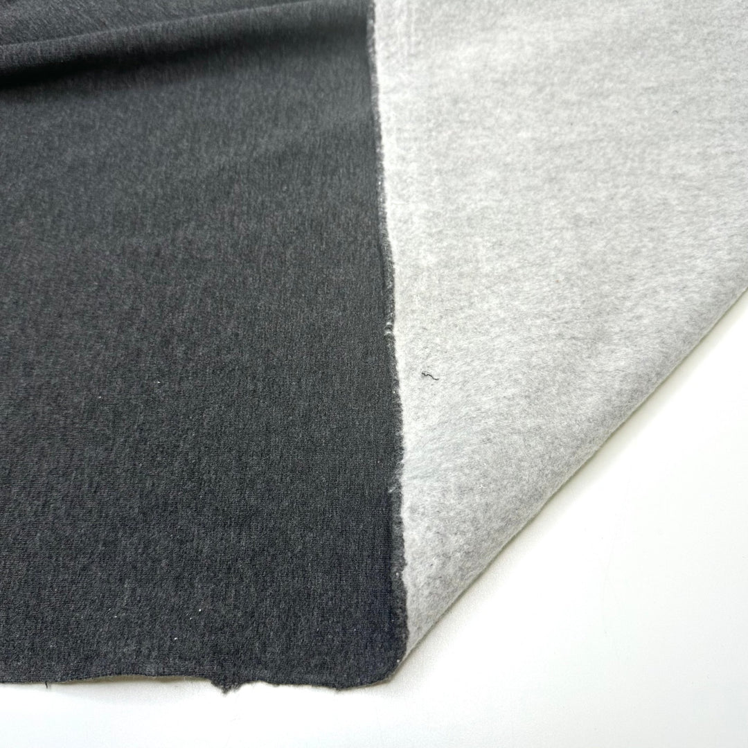 Yeti Called Betty - Jersey Fleece Bamboo Blend Knit - White/Grey - 0.8M Bundle - True Deadstock fabric Fabric by private - Sustainable Textile | FABCYCLE
