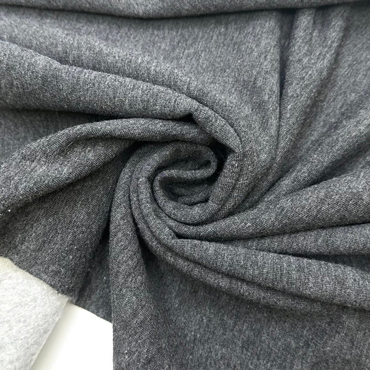 Yeti Called Betty - Jersey Fleece Bamboo Blend Knit - White/Grey - 0.8M Bundle - True Deadstock fabric Fabric by private - Sustainable Textile | FABCYCLE