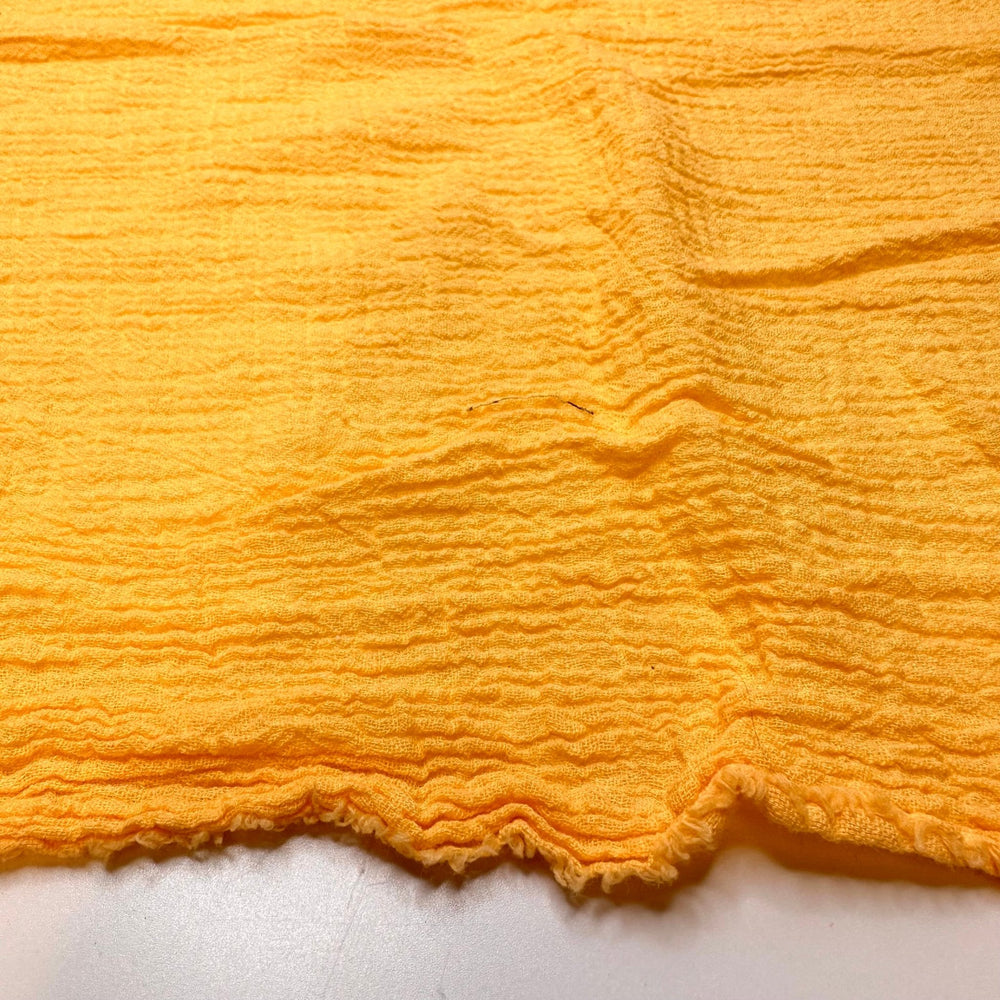 You Made My Day - Crinkle Gauze Cotton Woven - Mango Yellow - 3.3M Bundle - True Deadstock fabric Fabric by private - Sustainable Textile | FABCYCLE