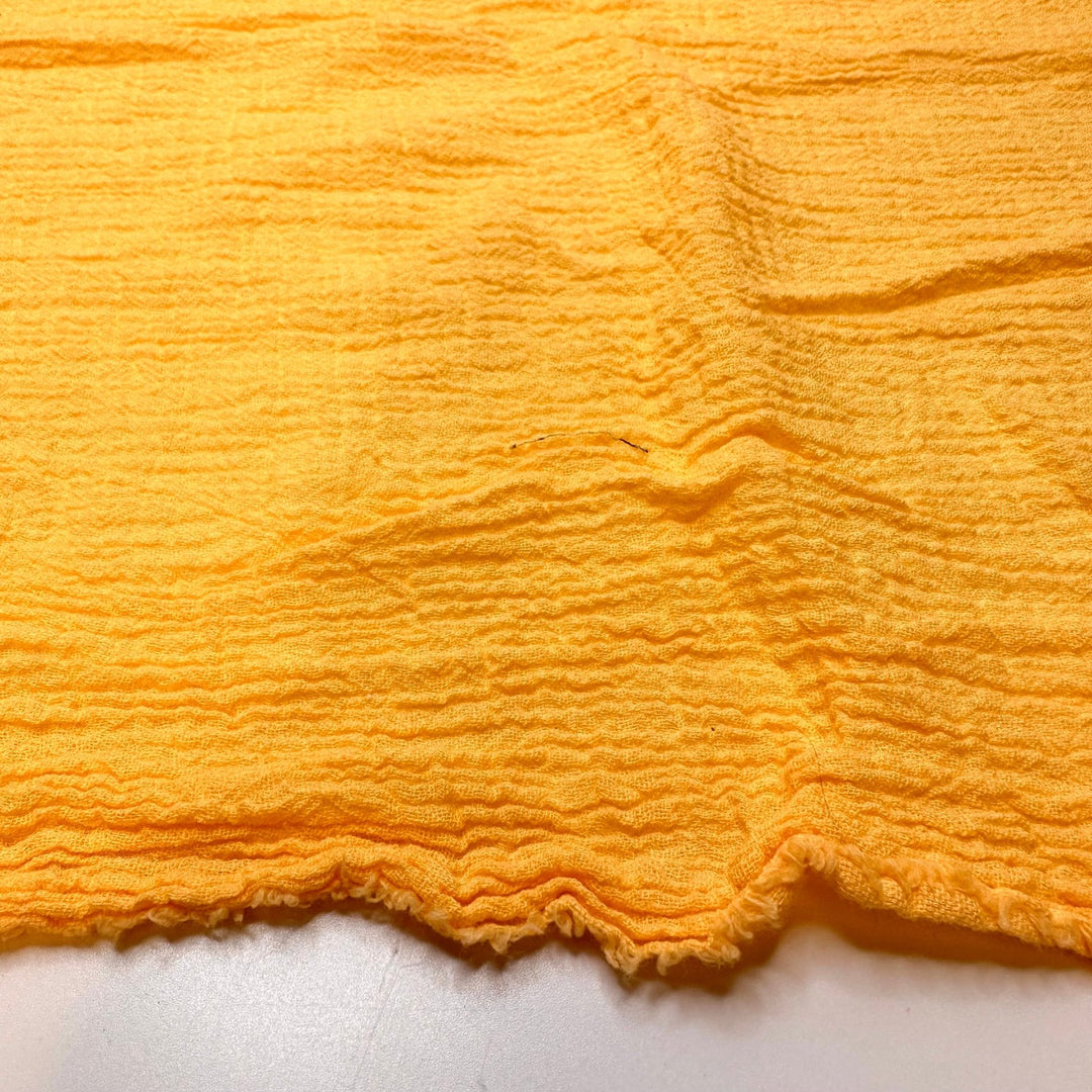 You Made My Day - Crinkle Gauze Cotton Woven - Mango Yellow - 3.3M Bundle - True Deadstock fabric Fabric by private - Sustainable Textile | FABCYCLE