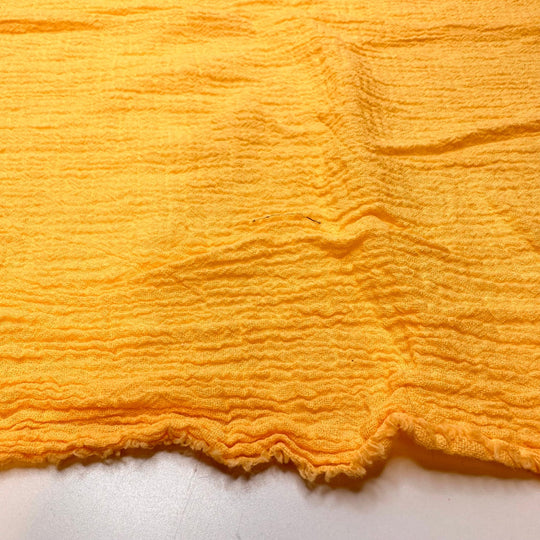 You Made My Day - Crinkle Gauze Cotton Woven - Mango Yellow - 3.3M Bundle - True Deadstock fabric Fabric by private - Sustainable Textile | FABCYCLE