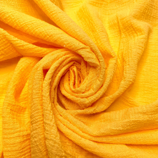 You Made My Day - Crinkle Gauze Cotton Woven - Mango Yellow - 3.3M Bundle - True Deadstock fabric Fabric by private - Sustainable Textile | FABCYCLE