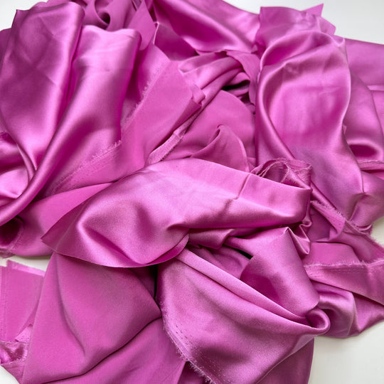 You Make Me Wanna - Off Cuts Satin Silk Woven - Pink - 0.5 Lb Bag - True Deadstock fabric Fabric by private - Sustainable Textile | FABCYCLE