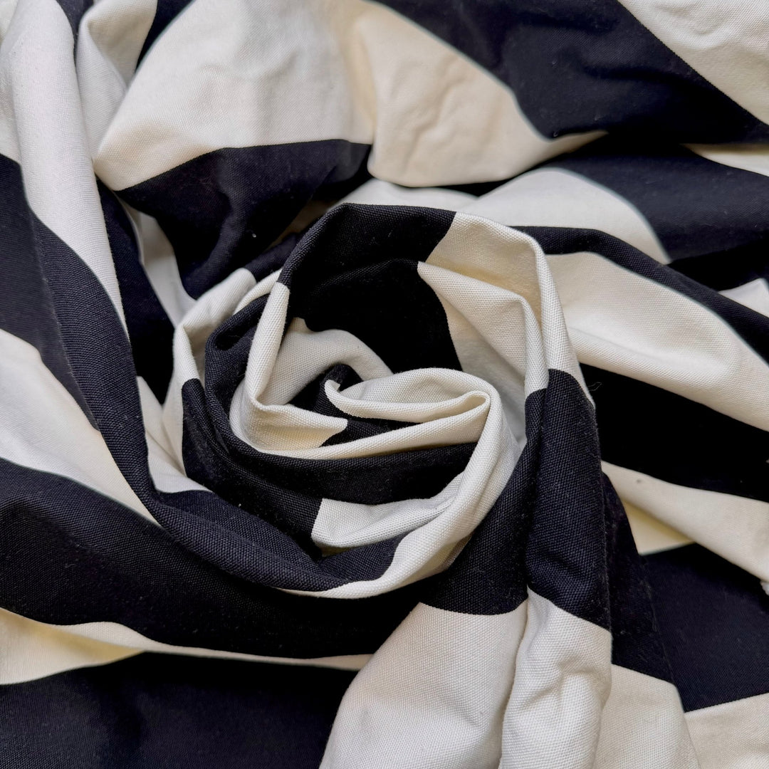 Yule Log - Cotton Woven - White/Black Stripes - 3.65M Bundle - True Deadstock fabric Fabric by private - Sustainable Textile | FABCYCLE
