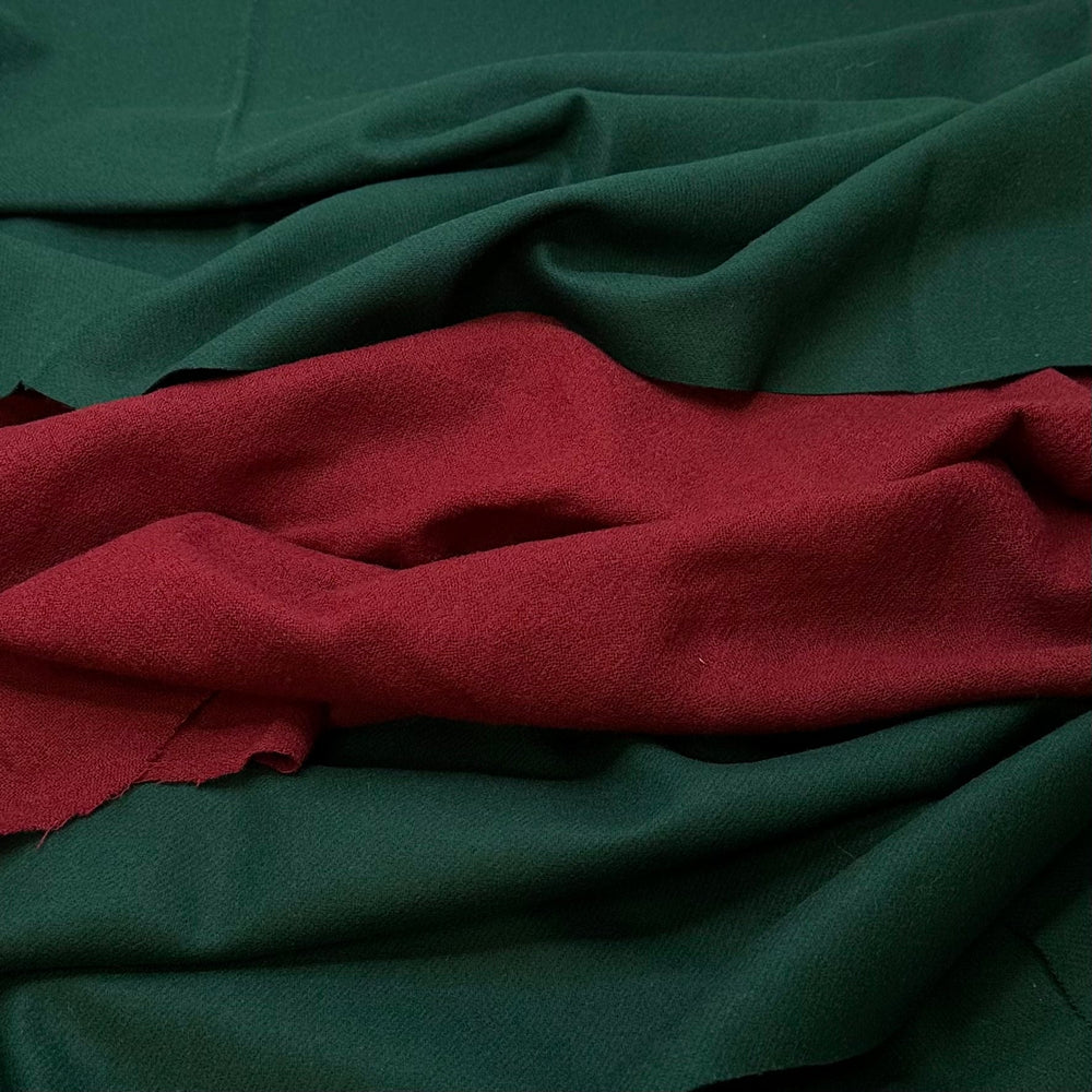 Yule Time Approaching - Wool Woven - Dark Green/Red - 3 Pack - True Deadstock fabric Fabric by private - Sustainable Textile | FABCYCLE
