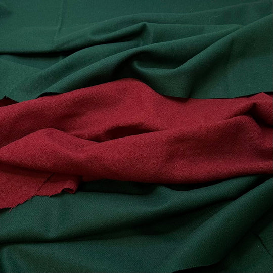 Yule Time Approaching - Wool Woven - Dark Green/Red - 3 Pack - True Deadstock fabric Fabric by private - Sustainable Textile | FABCYCLE