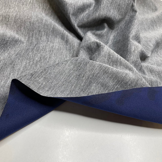 Gemini - Double Cloth Knit Poly  - Grey/Navy - 1/2 Meter (6690038612081)